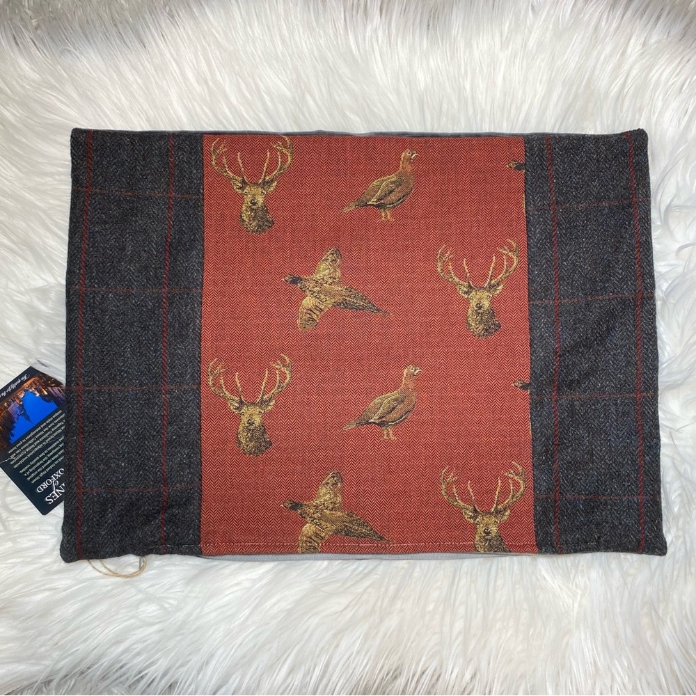 NWT Hines of Oxford Highland Claret Tapestry Tweed Pillow Cover Deer Cabin Stag